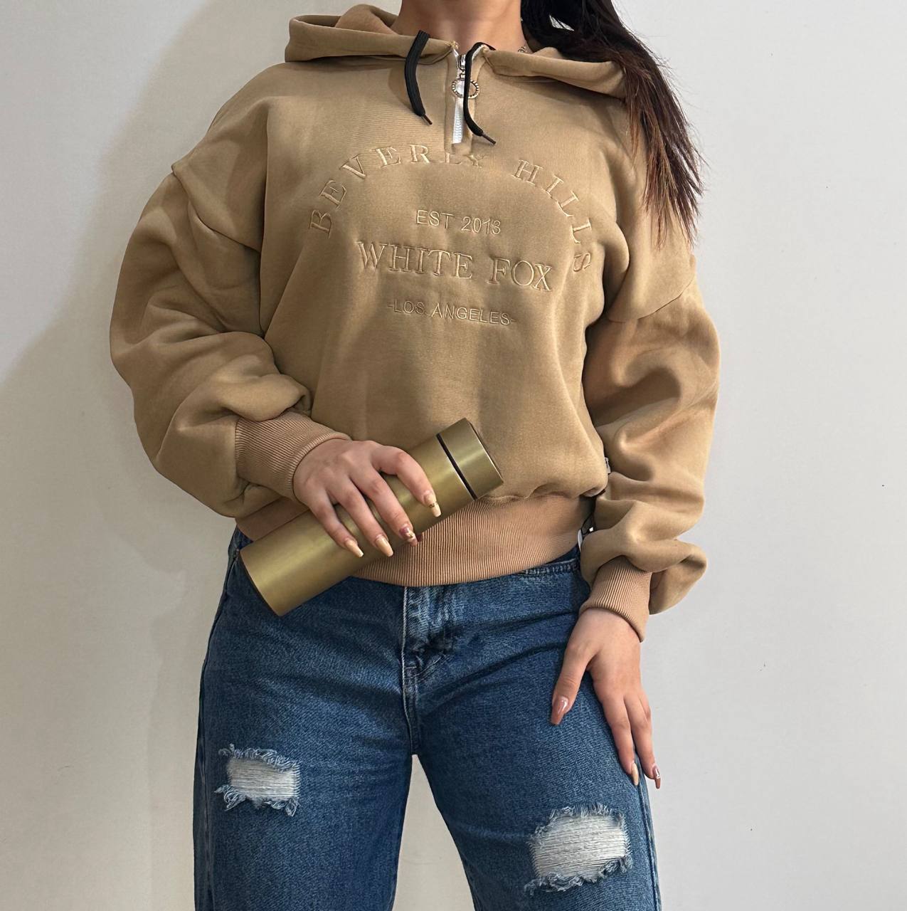 هودی نیم زیپ زنانه Beverly Hills کد 140