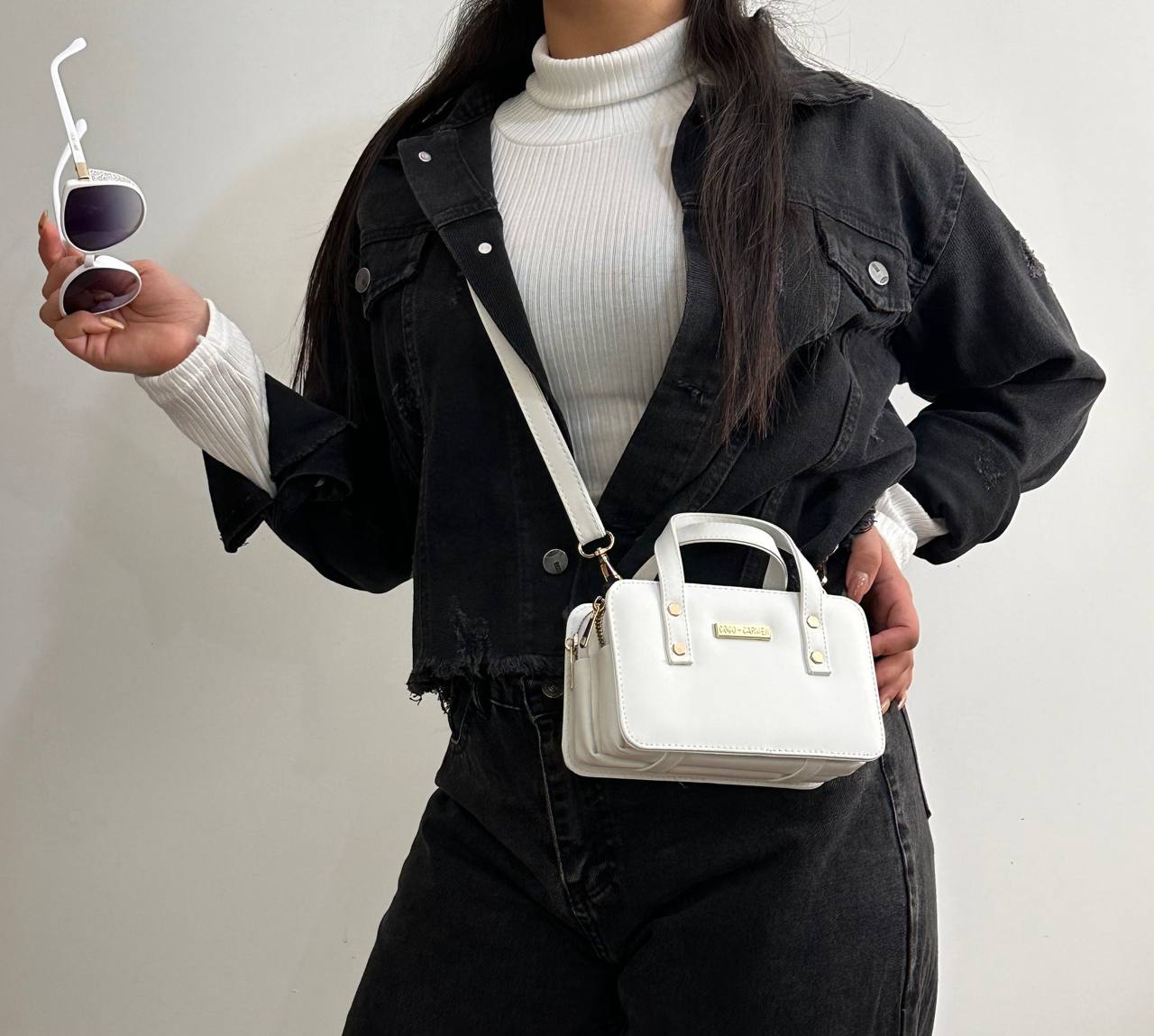 کراپ کت جین ذغالی زنانه کد 133