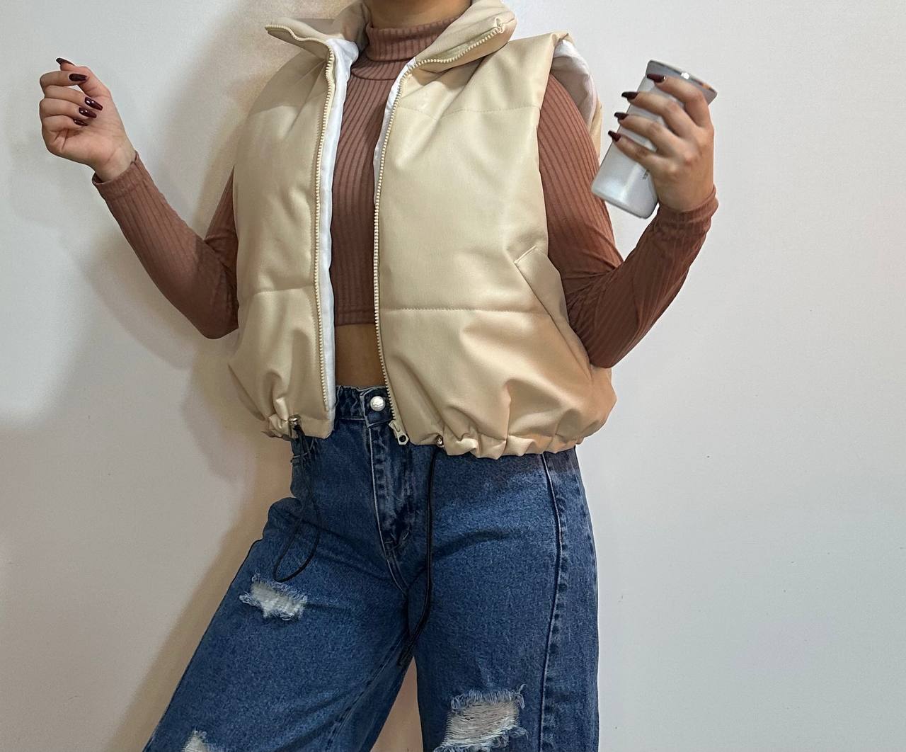 پافر کوتاه گتدار چرم دخترانه/زنانه کد 144